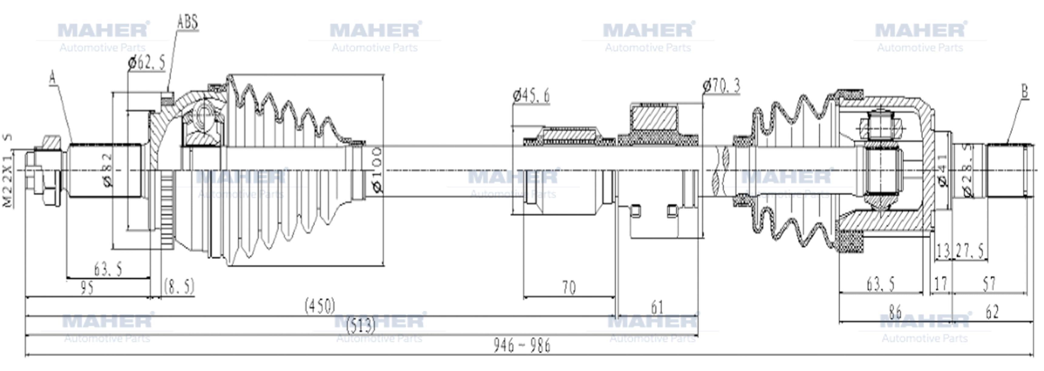 AKS KOMPLE ÖN I-30 07-11 / SAĞ DİZEL A-T ABSLİ 46 DİŞ 946mm