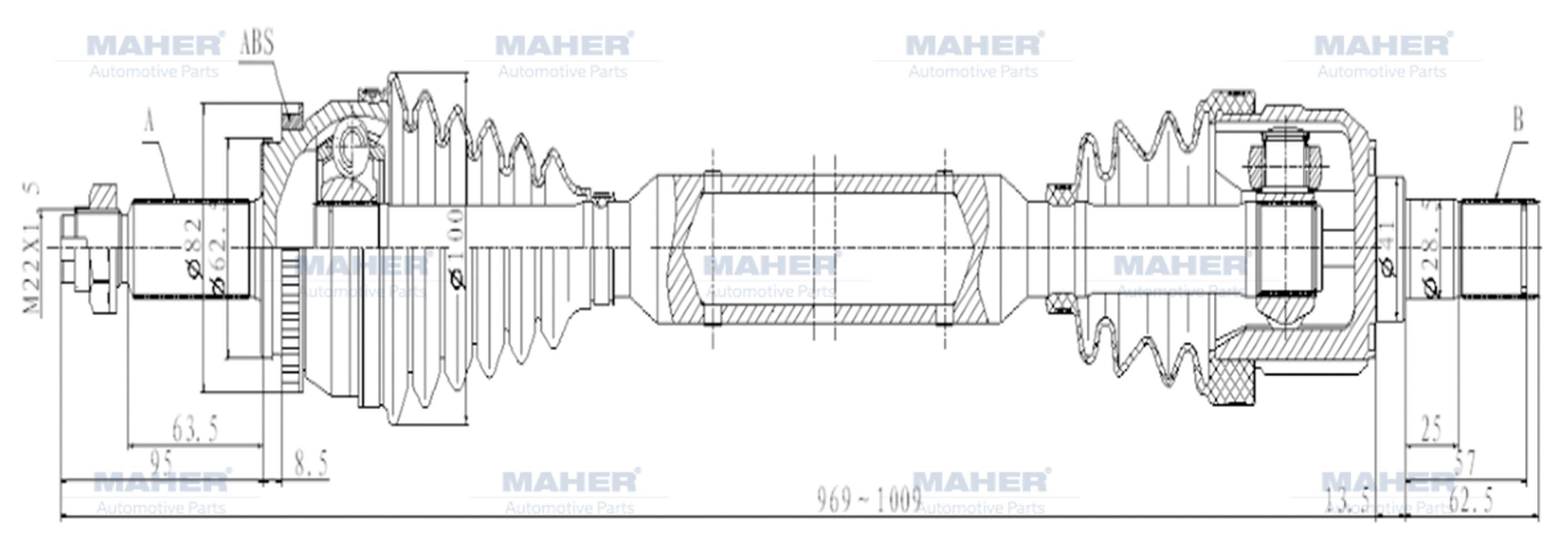 AKS KOMPLE ÖN I-30 12-16 / CEED 12-15 / SAĞ DİZEL M-T ABSLİ 46 DİŞ 969mm