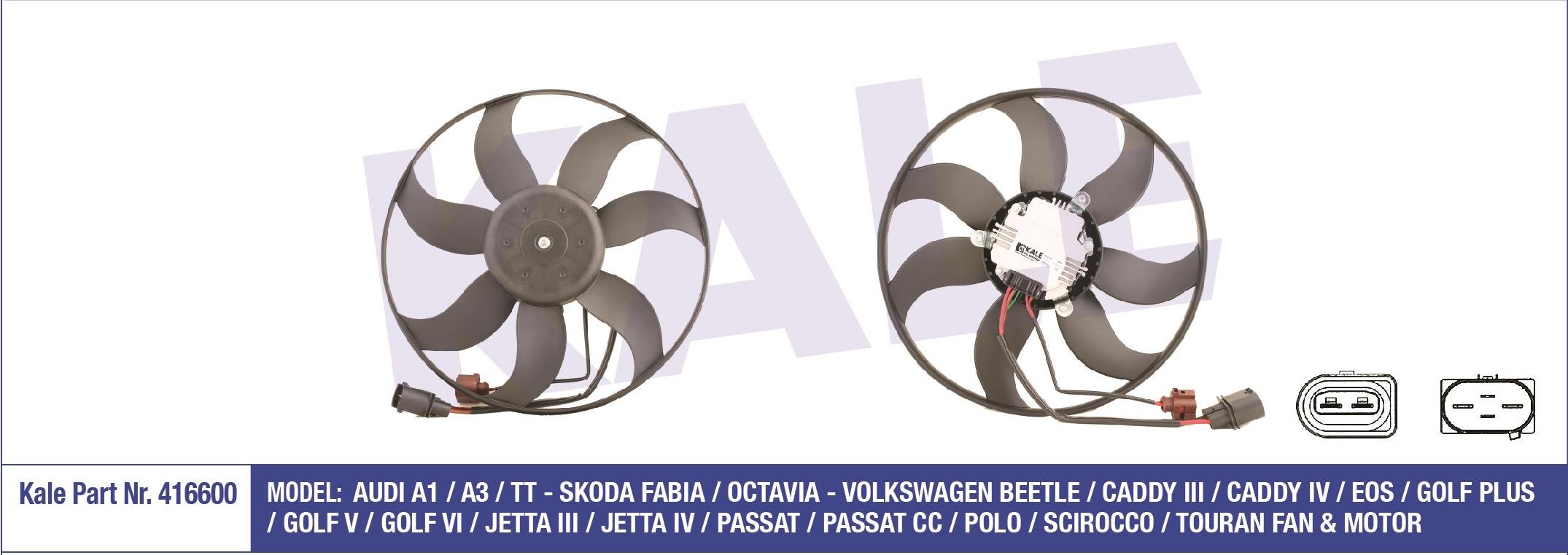 FAN MOTORU GOLF5 / GOLF6 / JETTA / PASSAT / CADDY / A3 / LEON 04-12 SOL 220W-360mm