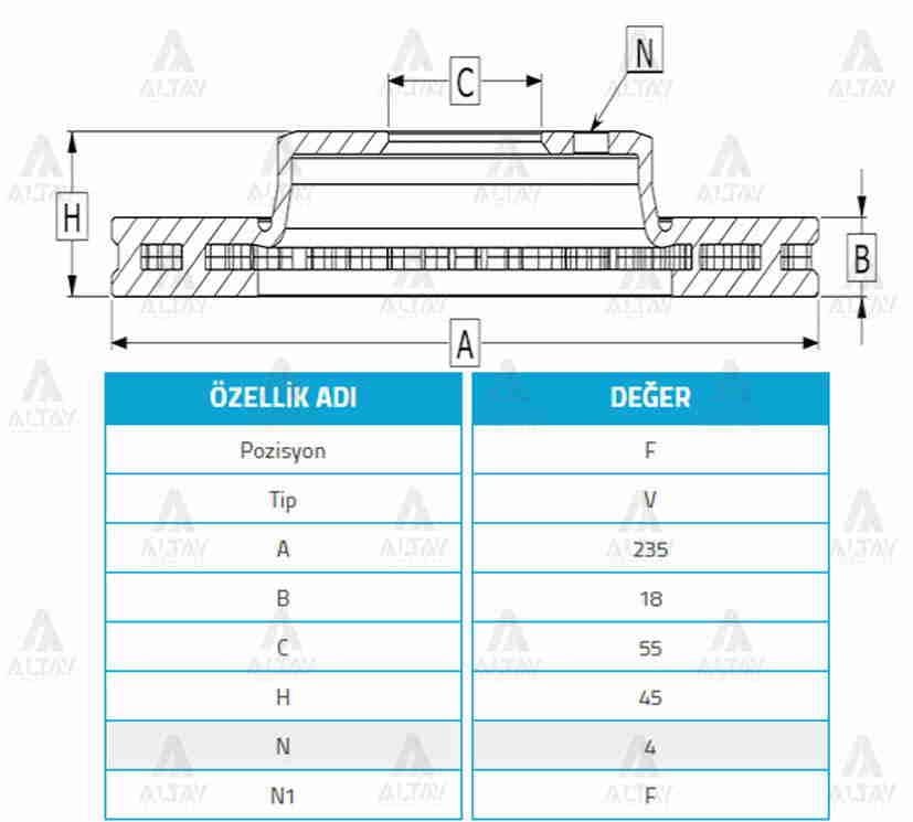 FREN DİSKİ 323  90-95 B6 / 121 90-93 / ÖN HAVALI 235-4
