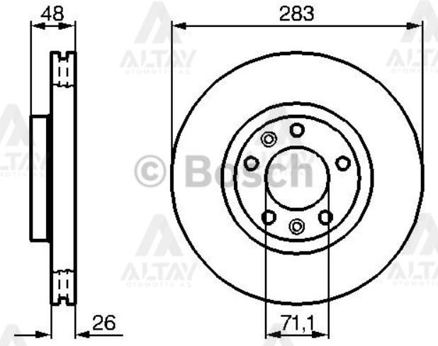 FREN DİSKİ 407 05= / 508 I 10-18 / C5 II-III 08= / ÖN HAVALI 283-5