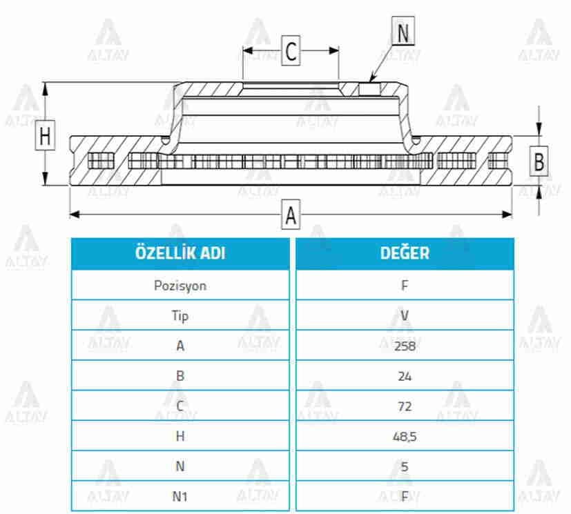 FREN DİSKİ 626  92-02 FS / ÖN HAVALI 258-5