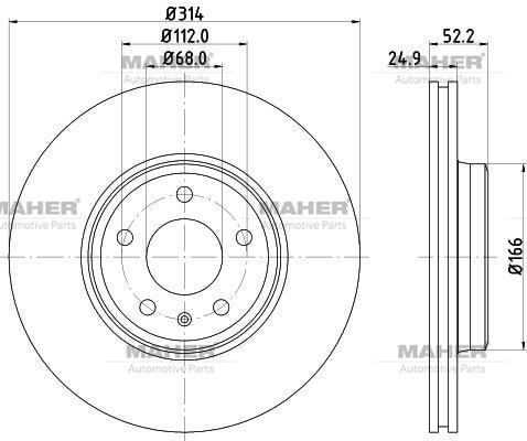FREN DİSKİ A4 07-19 / A5 07-20 / Q5 08= ÖN HAVALI 314-5