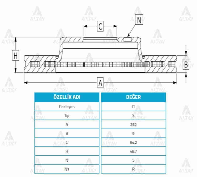 FREN DİSKİ ACCORD 09-15 / ARKA DÜZ 282-5