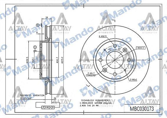 FREN DİSKİ CERATO 04-08 / ÖN HAVALI 275-4
