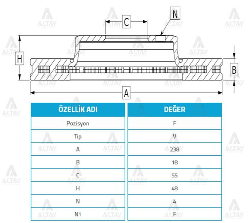 FREN DİSKİ COROLLA    88-95 / ÖN HAVALI 238-4