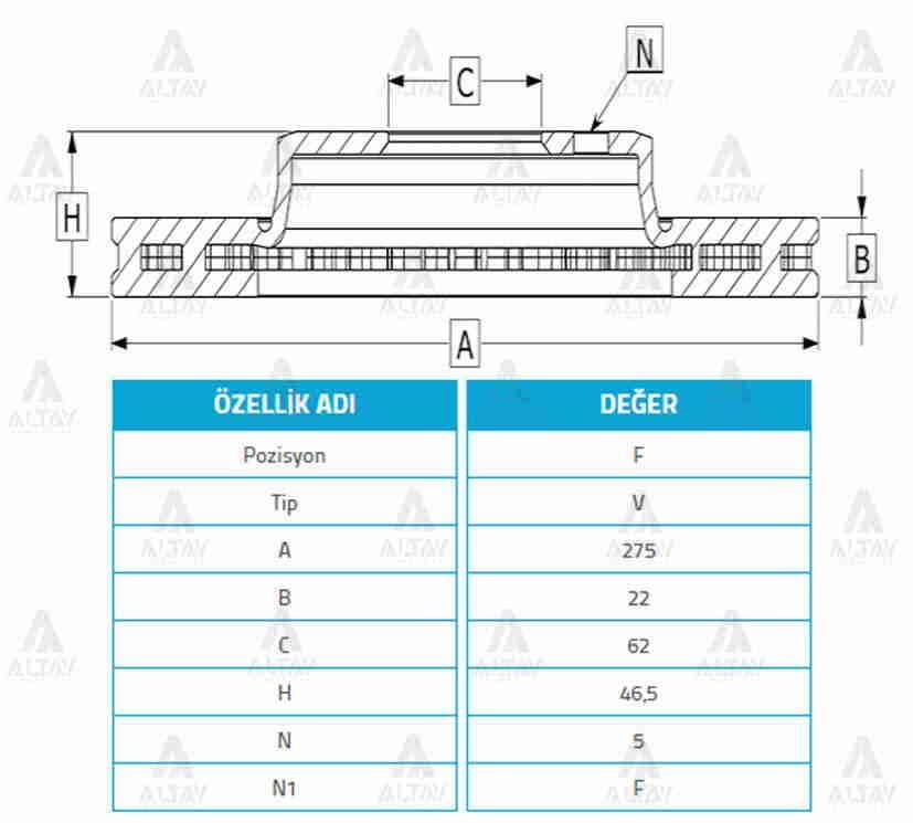 FREN DİSKİ COROLLA 06-13 BENZİNLİ / AURIS 07-13 / ÖN HAVALI 275-5