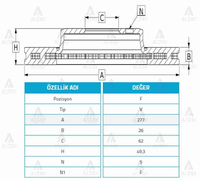 FREN DİSKİ COROLLA 13-18 / AURIS 13-18 / ÖN HAVALI 277-5