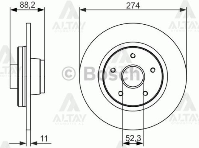 FREN DİSKİ KANGOO II 08= / CITAN 12= ABSLİ PORYALI RULMANSIZ ARKA DÜZ 274-5