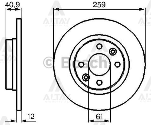 FREN DİSKİ LOGAN 04-12 / LOGAN I MCV 07-13 / SANDERO 08-13 / ÖN DÜZ 259-4