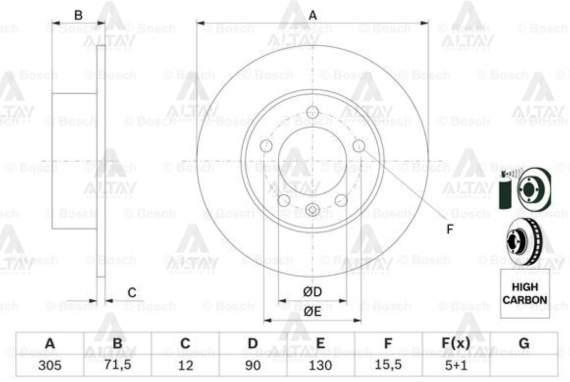 FREN DİSKİ MASTER III 10= / ARKA DÜZ 305-5 TEK TEKER KAPLAMALI DELİK ÇAPI 15.5mm
