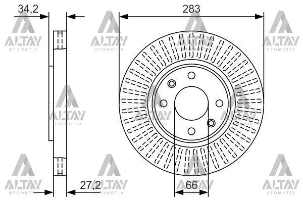 FREN DİSKİ PARTNER 08= / BERLINGO 08= / C4 04-09 / 207 06-12 / 307 00-07 CORSA F / CROSLAND X / MOKKA E- ÖN HAVALI  283-4