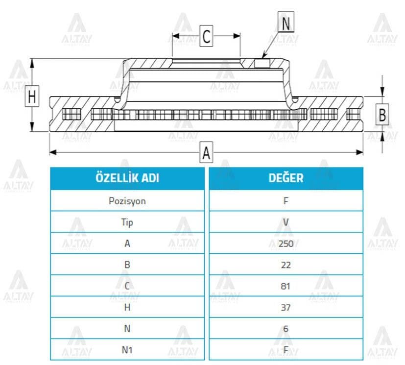 FREN DİSKİ PICKUP    86-98 D-21 / 98-06 D-22 / ÖN HAVALI 250-6