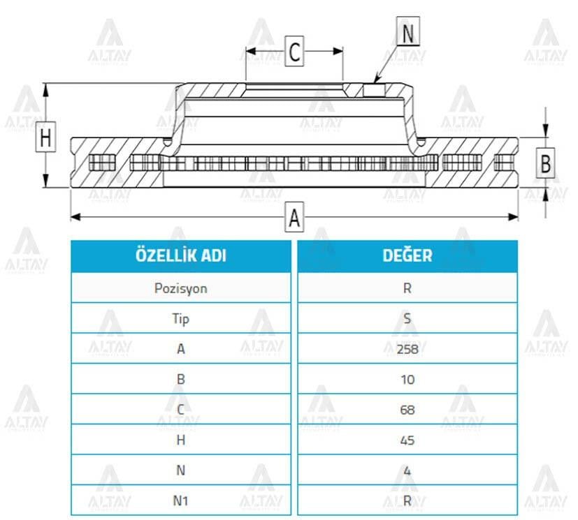 FREN DİSKİ PRIMERA  90-02 / ALMERA 02-02 / ARKA DÜZ 258-4