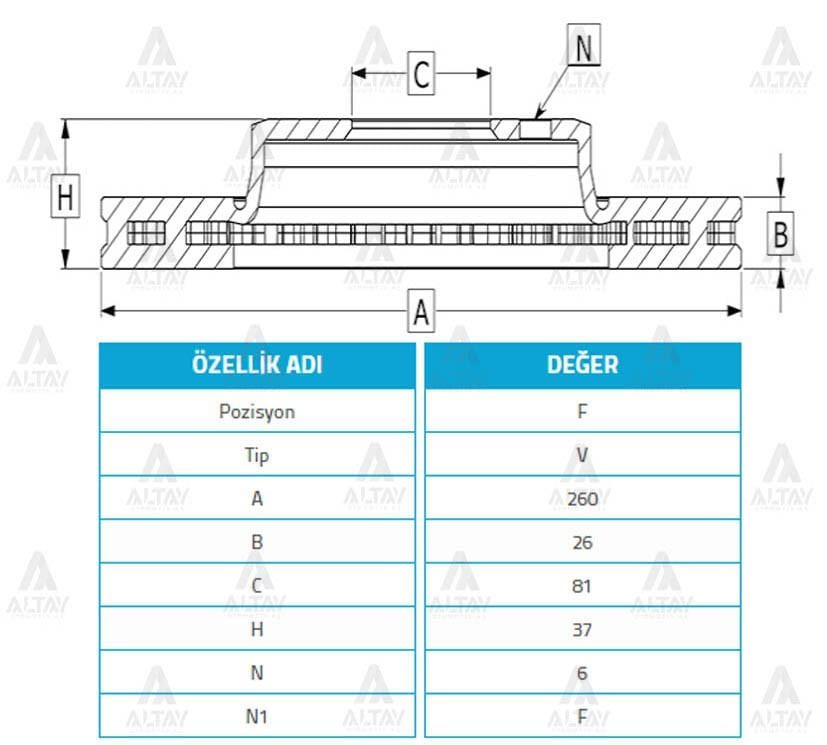 FREN DİSKİ SKYSTAR 03-12 D-23 4x4 / TERRANO 98-07 4x4 / PATHFINDER 97-04 4x4 / ÖN HAVALI 300-6