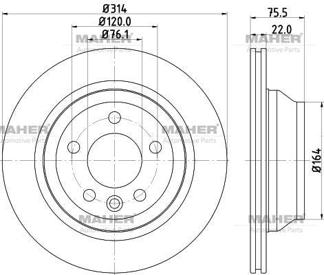 FREN DİSKİ TOUAREG 03-10 / TRANSPORTER T5 03-09 / TRANSPORTER T6 09-15 / ARKA HAVALI 314-5