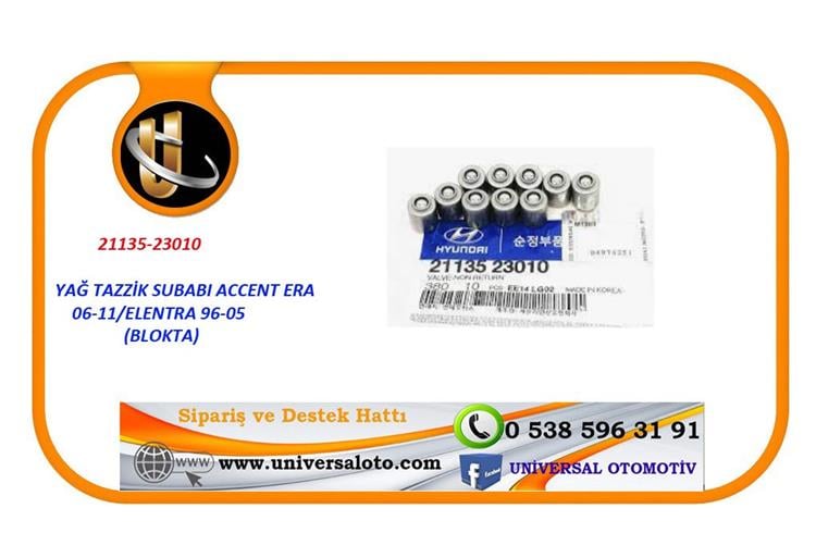 Hyundaı Yağ Tazzik Subabı Accent Era 06-11/Elantra 96-05 (Blokta) - 21135-23010