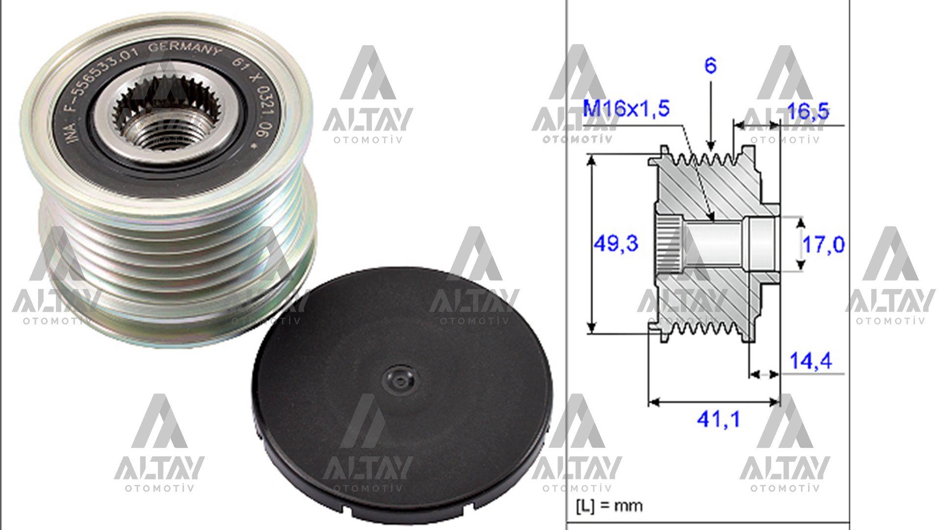 KASNAK ŞARJ DİNAMO 207 / 208 / 308 / MINI  02= 1.6 16V BNZ. 16,6 mm