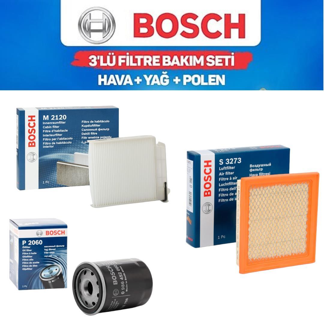 Micra K12 2002-2009 CR12-CR14 / Note E11 2005-2011 CR14 Benzinli - Bosch 3'lü Bakım Seti Yağ-Hava-Polen Filtresi