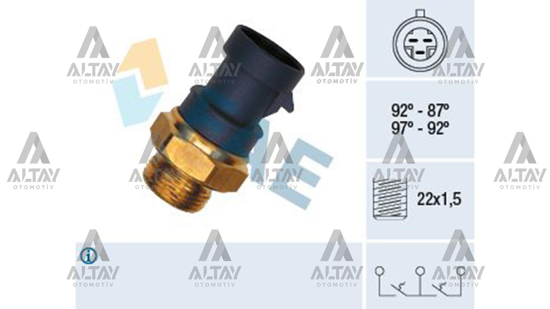 MÜŞÜR FAN PALIO / MAREA / DUCATO / TEMPRA / TIPO / UNO / DOGAN / KARTAL / SAHIN 97-02  87-92°C YUVARLAK MAVİ 3 FİŞLİ KLİMALI