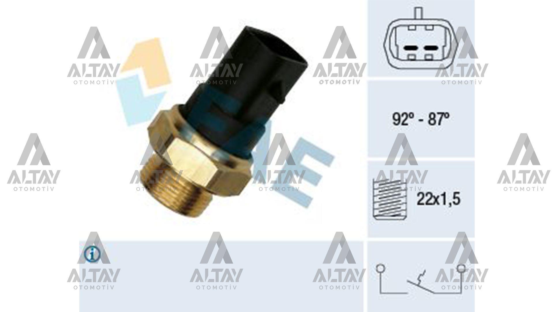 MÜŞÜR FAN PALIO / MAREA / DUCATO / TEMPRA / TIPO / UNO / DOGAN / KARTAL / SAHIN 97-02  87-92°C SİYAH 2 FİŞLİ KLİMALI