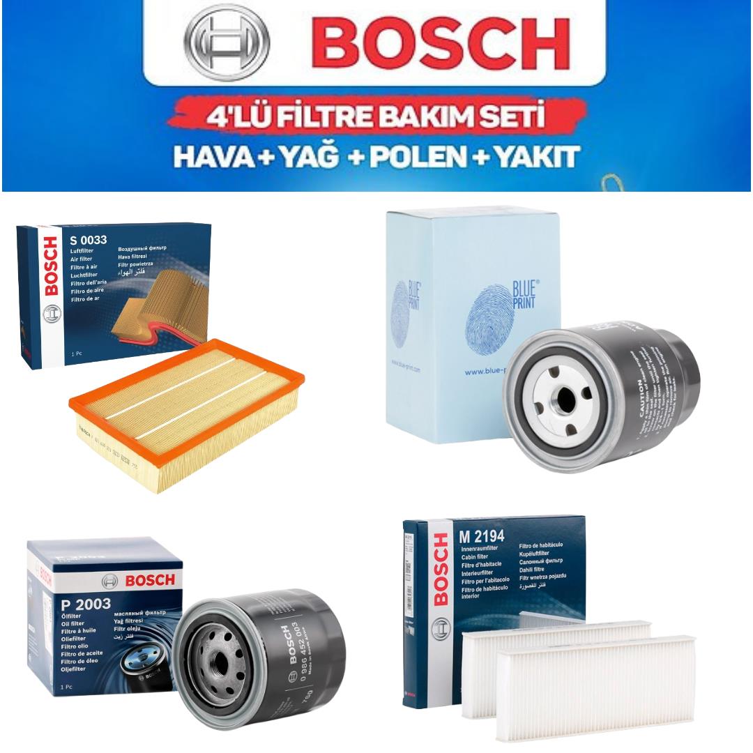 Navara D40 2006-2014 YD25T Dizel- Bosch / ADN 4'lü Bakım Seti Yağ-Hava-Polen-Açık Tip Mazot Filtresi