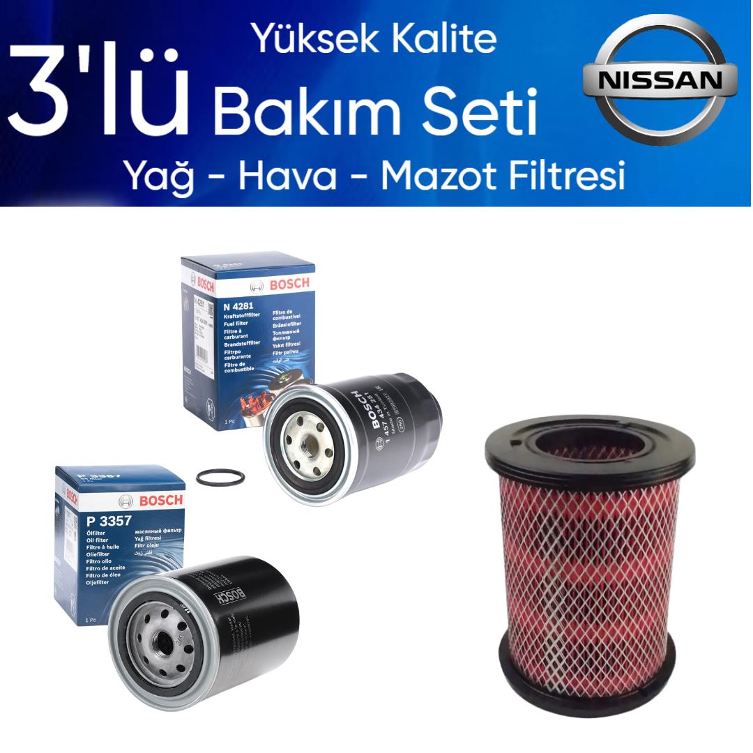Pick Up D22 1998-2002 TD25-TD27 Dizel - 3'lü Bakım Seti Yağ-Hava-Mazot Filtresi