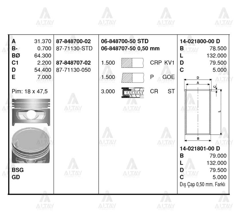 PİSTON SEGMANLI ACCENT  95-00 1.5 STD