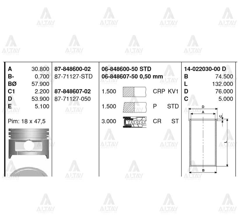 PİSTON SEGMANLI ACCENT 00-06 1.3 / GETZ 03-05 1.3 050