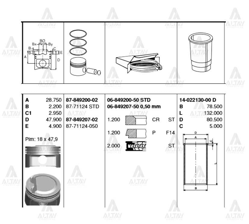 PİSTON SEGMANLI ACCENT 06= ERA 1.4 / GETZ 06= 1.4 050