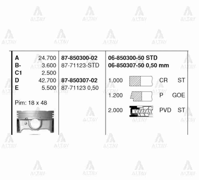 PİSTON SEGMANLI ACCENT 15= BLUE / I-20 BENZİNLİ 1.4 G4LC STD