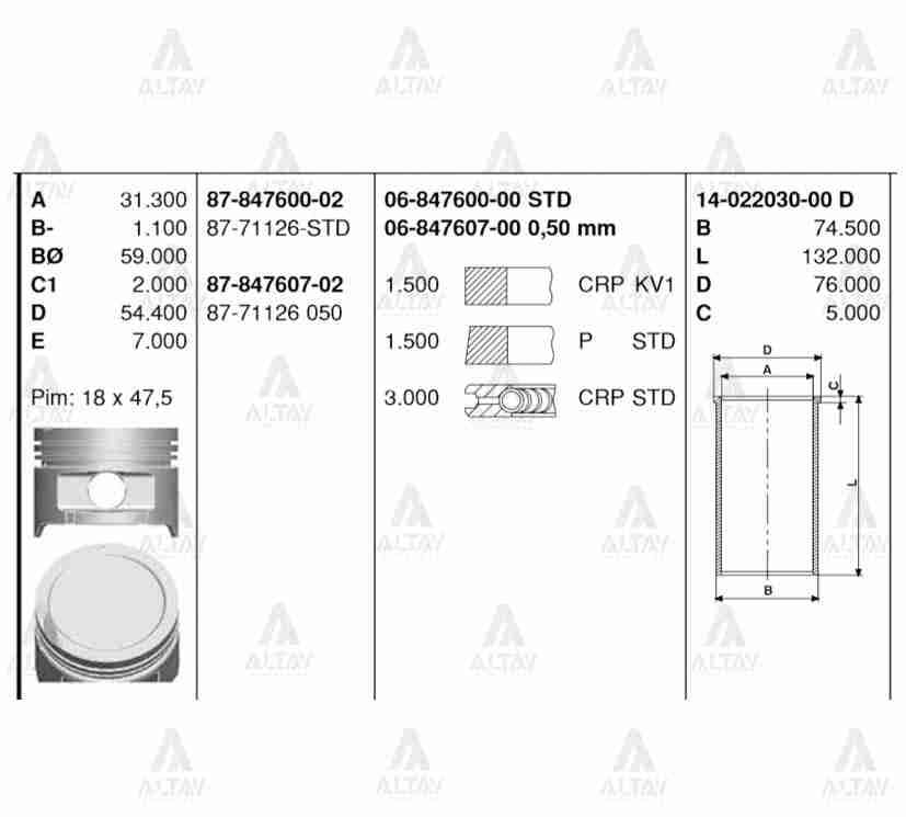 PİSTON SEGMANLI ACCENT 95-00 1.3 STD
