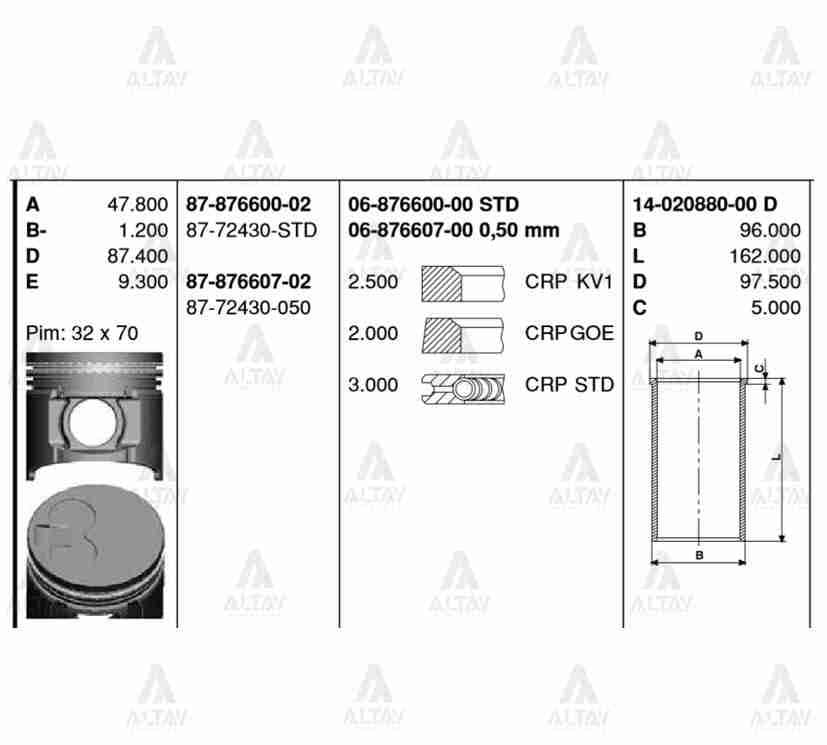 PİSTON SEGMANLI B-2500 ÇELİK STD