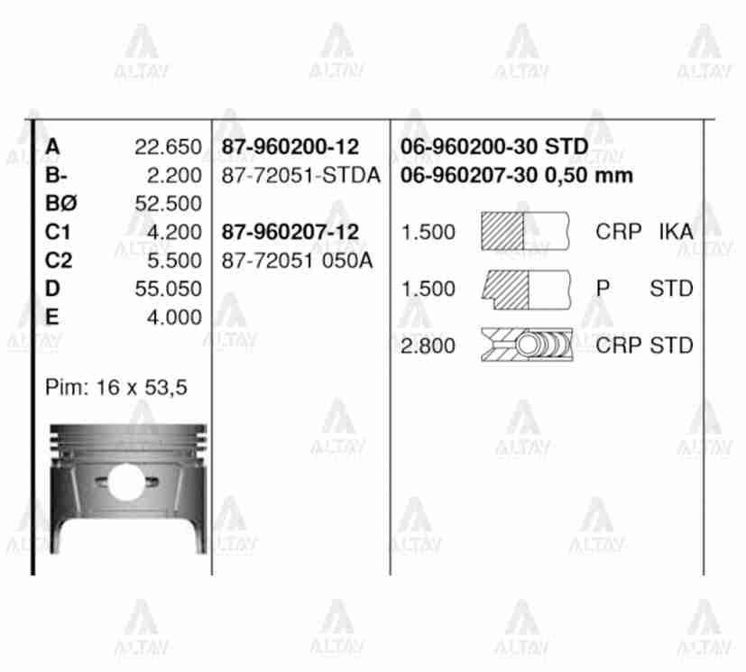 PİSTON SEGMANLI CARRY 1.0L / 88-98 / F10A / SAMURAI 84-86 SJ410 65.50mm 050