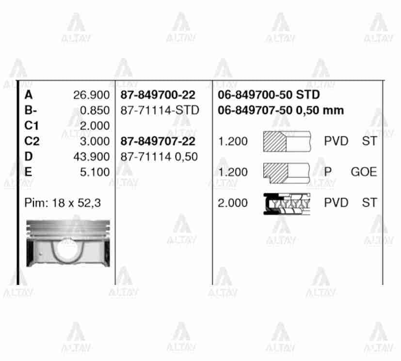 PİSTON SEGMANLI ELANTRA 11= 1.6 BENZİNLİ STD