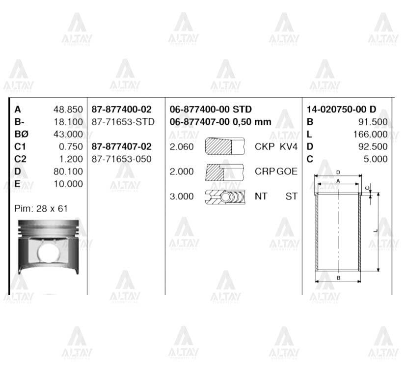 PİSTON SEGMANLI PICKUP 03= YD25 050