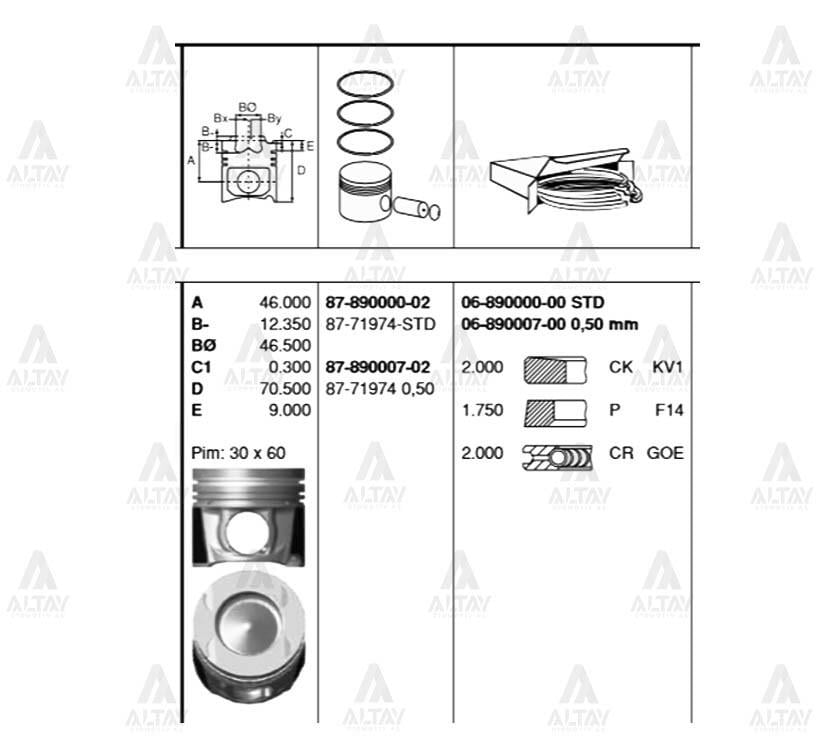 PİSTON SEGMANLI TRAFIC III 1.6DCI 050 80mm