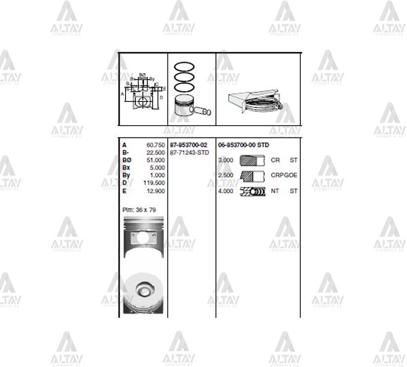 PİSTON SEGMANSIZ NPR-71 115mm STD