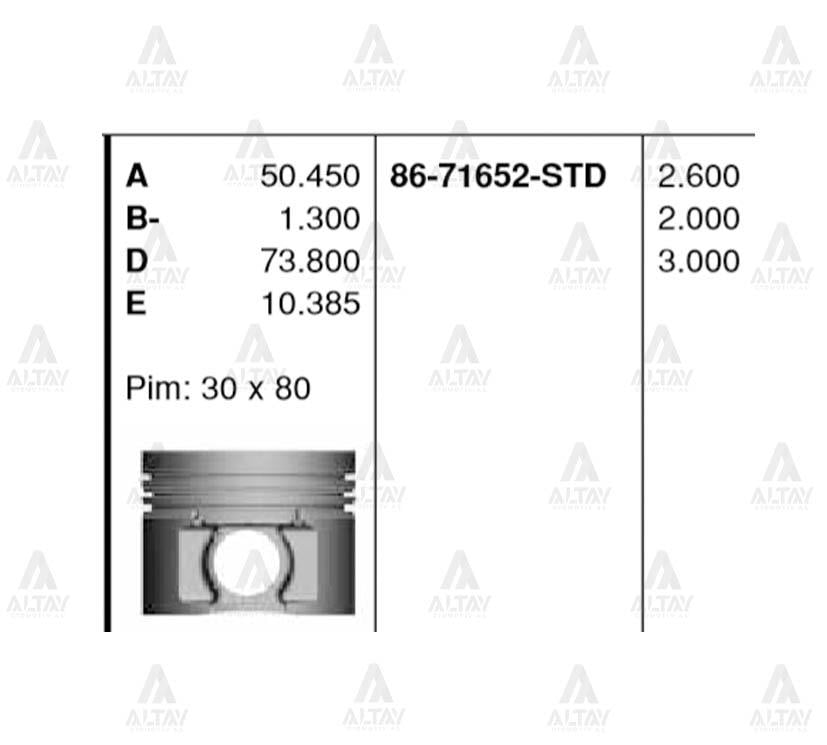 PİSTON SEGMANSIZ PICKUP TD-27 TURBO / TERRANO STD