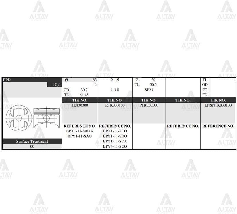 PİSTON TAKIM 323 1.8L /  95-98 / 83.50mm / BP / 0.50
