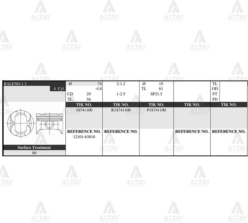 PİSTON TAKIM CARRY 1.3L /  98-04 / G13B / 74.50mm / 0.50
