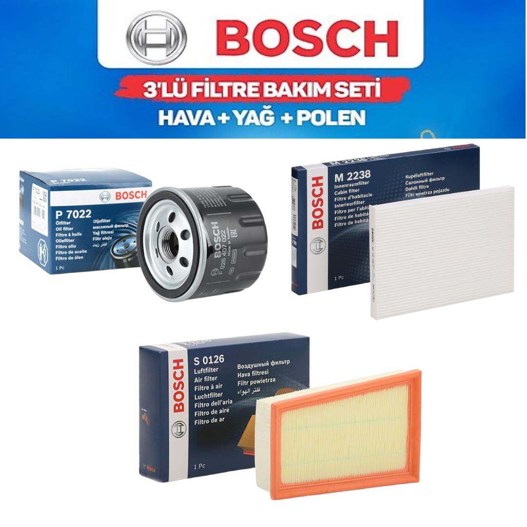 Qashqai J10 2006-2014 1.6 Dizel R9M - Bosch 3'lü Bakım Seti Yağ-Hava-Polen Filtresi