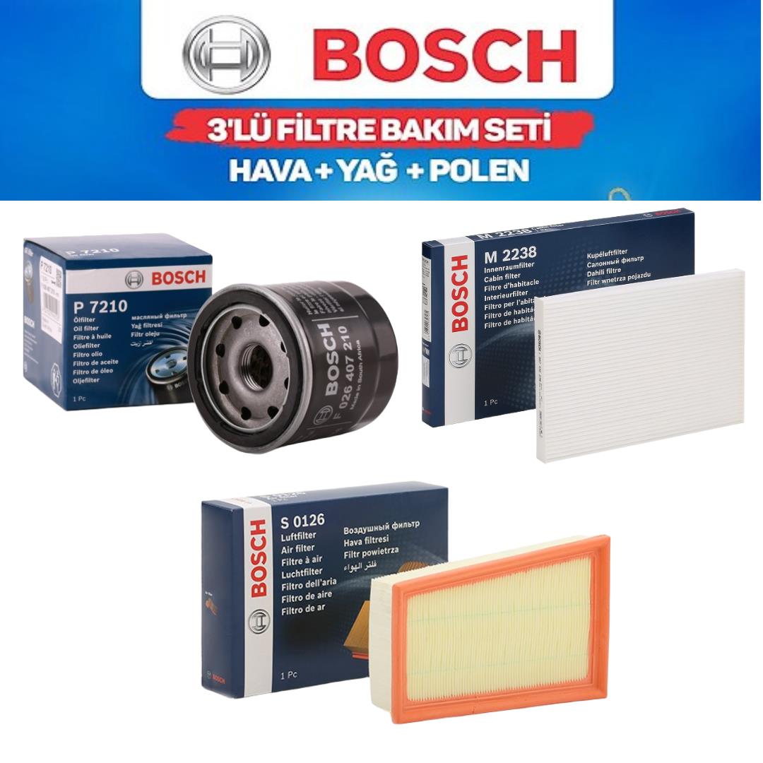 Qashqai J10 2006-2014 2.0 Benzinli MR20 - Bosch 3'lü Bakım Seti Yağ-Hava-Polen Filtresi