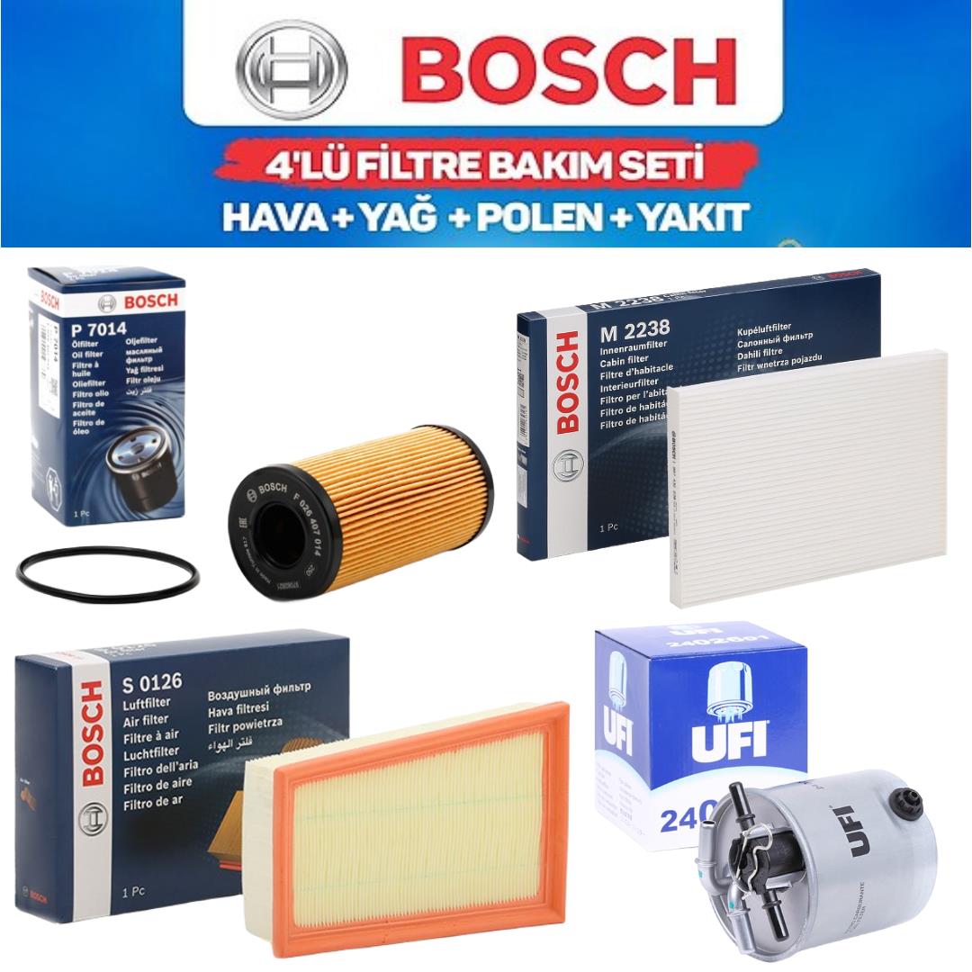 Qashqai J10 2006-2014 2.0 Dizel M9R - Bosch / Ufi 4'lü Bakım Seti Yağ-Hava-Polen-Yakıt Filtresi