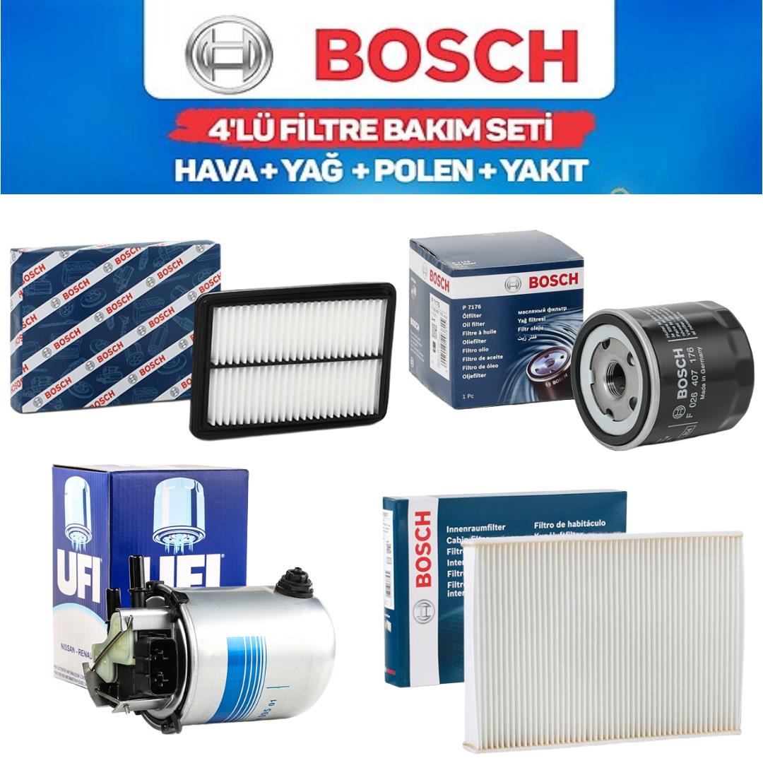 Qashqai J11 2014-2022 1,5 Dizel K9K - Bosch / Ufi 4'lü Bakım Seti Yağ-Hava-Polen-Yakıt Filtresi