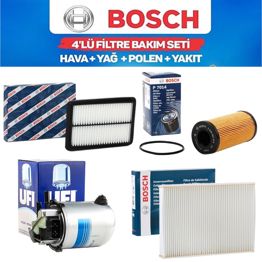 Qashqai J11 2014-2022 1,6 Dizel R9M - Bosch / Ufi 4'lü Bakım Seti Yağ-Hava-Polen-Yakıt Filtresi