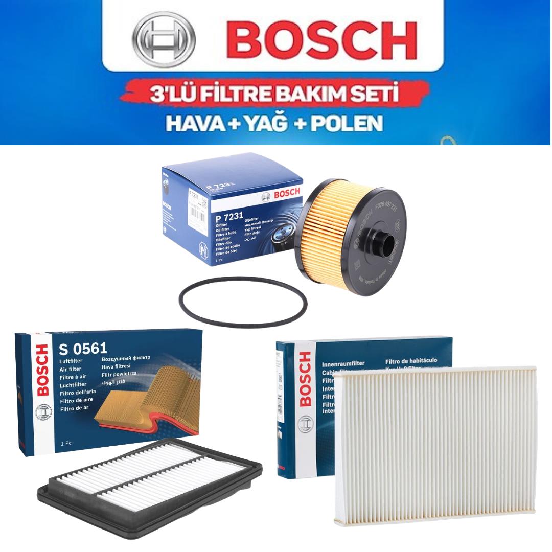 Qashqai J11 2017-2022 1.3 Benzinli 1.3 DIG-T - Bosch 3'lü Bakım Seti Yağ-Hava-Polen Filtresi