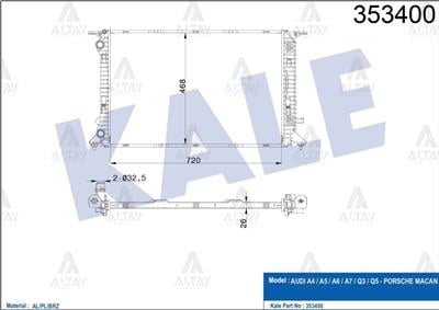 RADYATÖR SU A4 / A5 / Q5 08= CABA-CABB-CABB-CDHB-CJEB-CDNB-CAGA 1.8-2.0 TFSI-2.0 TDI A-T BRAZING
