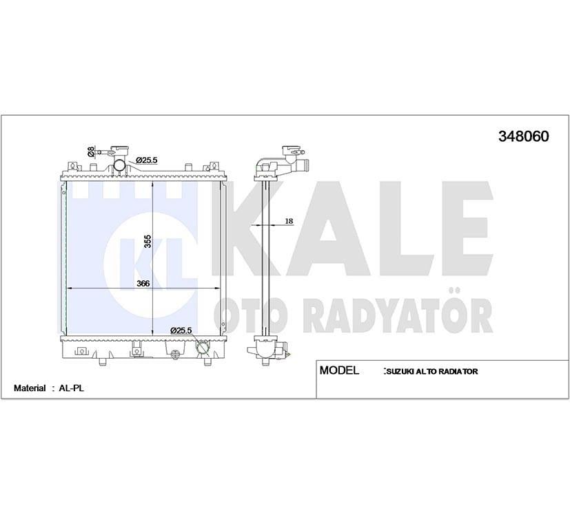 RADYATÖR SU ALTO 04-08 1.1 16mm M-T BRAZING