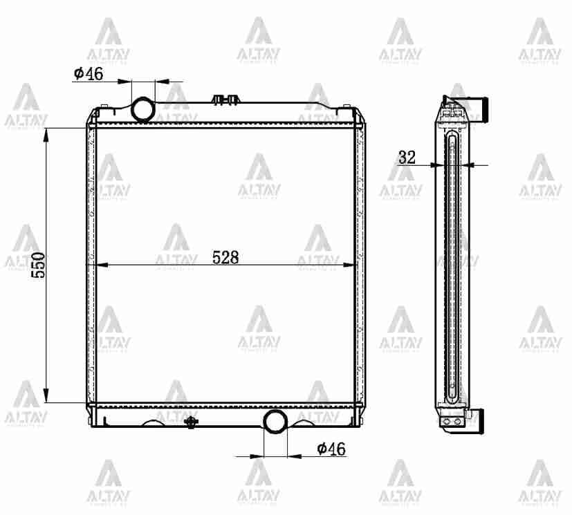 RADYATÖR SU CANTER 659 7.5 TON 32mm M-T BRAZING